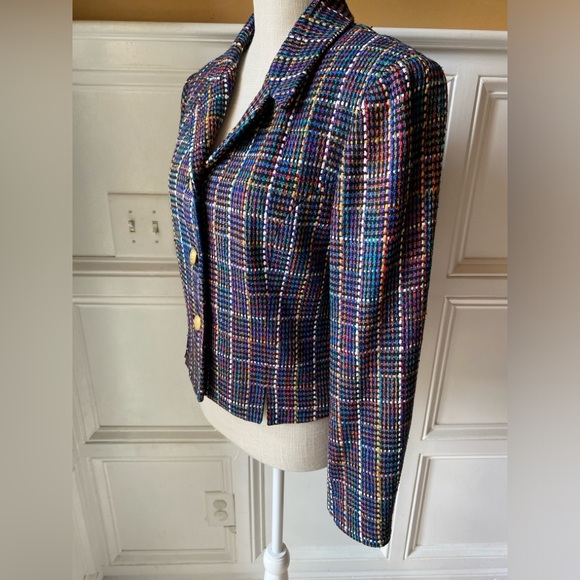 VTG 90’S DONCASTER SILK TWEED WOVEN BLAZER JACKET SIZE 6 - Picture 4 of 7